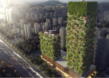 Nanjing Towers, dos grandes bosques verticales que producen 60 kg de oxígeno al día