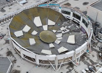 Posible falla estructural motivó colapso del techo del patio de comidas del Real Plaza Trujillo