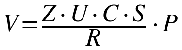 V = (Z · U · C · S / R) · P