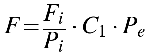 F = (Fi / Pi) · C1 · Pe