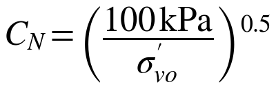 C_N = (100 kPa / σ'vo)^0.5