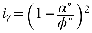 iγ = (1 − α°/φ°)²