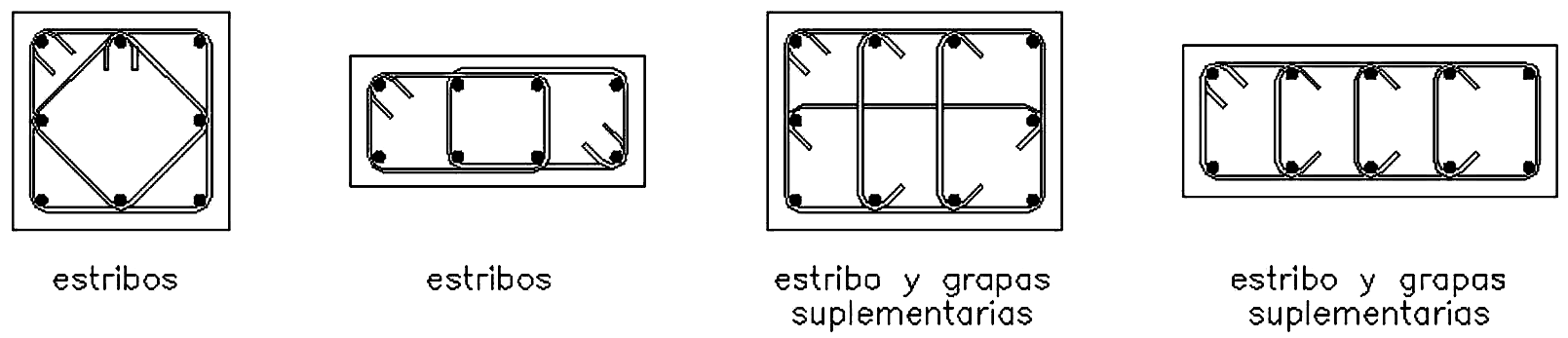 Fig. 21.1a Ejemplos de configuraciones de los estribos de confinamiento
