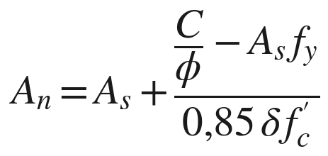 An = As + (C/φ − As fy) / (0,85 δ f´c)