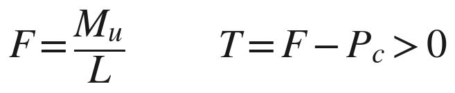 F = Mu/L ; T = F − Pc > 0