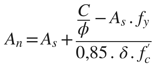 An = As + (C/φ − As.fy) / (0,85.δ.f´c)