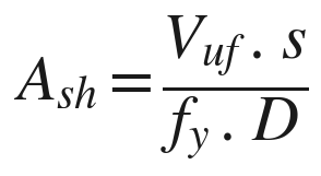 Ash = Vuf.s / (fy.D)