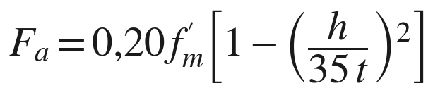 Fa = 0,20 f´m [1 − (h/35t)²]